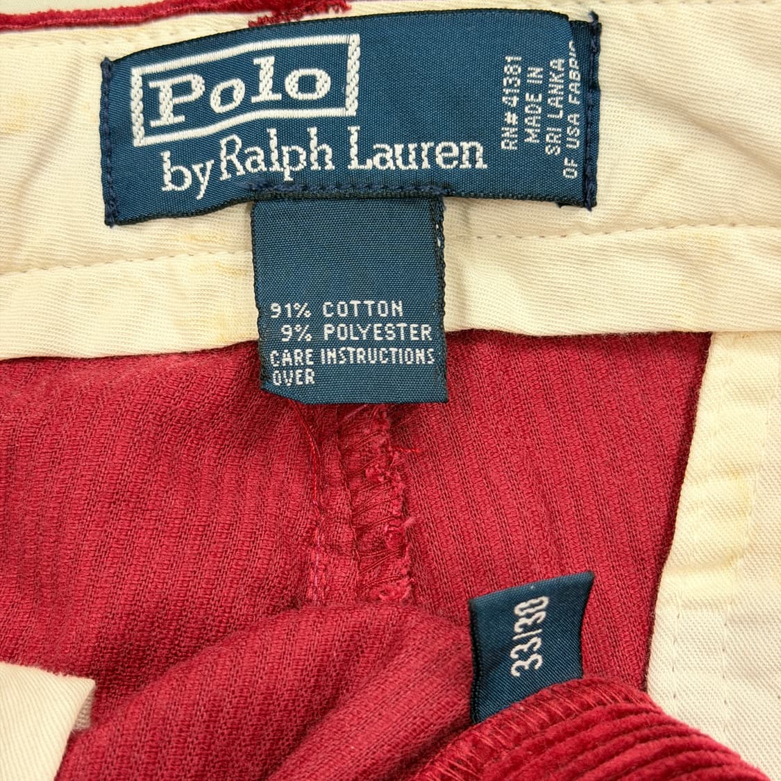 폴로 랄프로렌 코듀로이 팬츠 바지 레드 33/30 상품이미지3