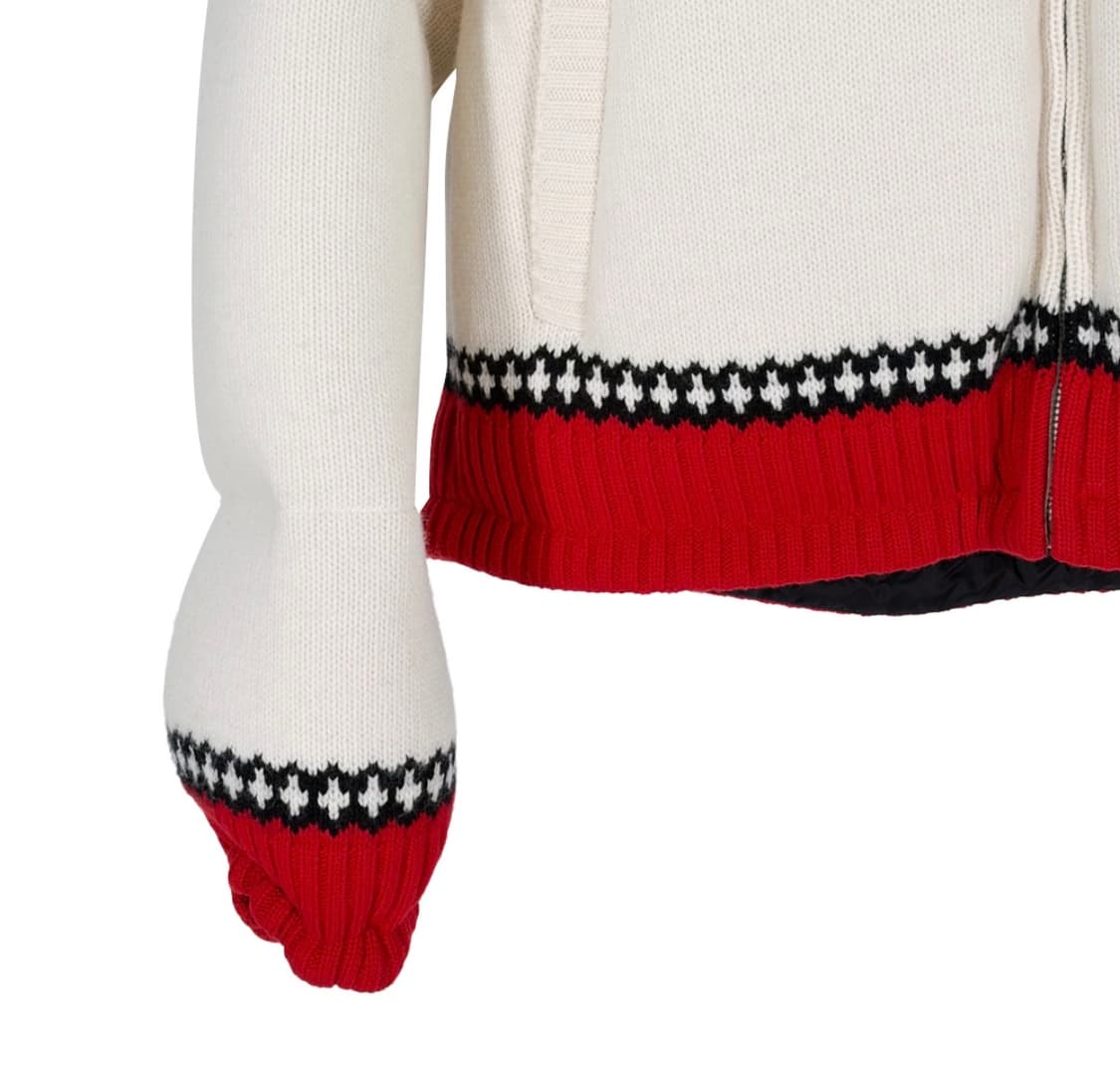 [M] 프라다 자수로고 울 캐시미어 니트 다운 후드 패딩 자켓 화이트 상품이미지5