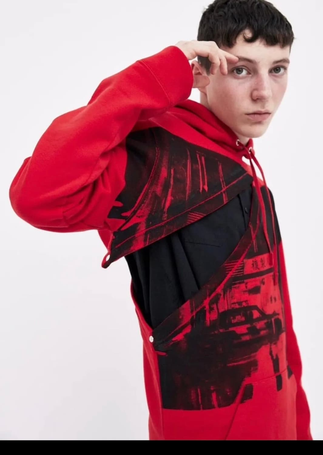 라프시몬스 차이나타운 컷 아웃 후드 size m 상품이미지1