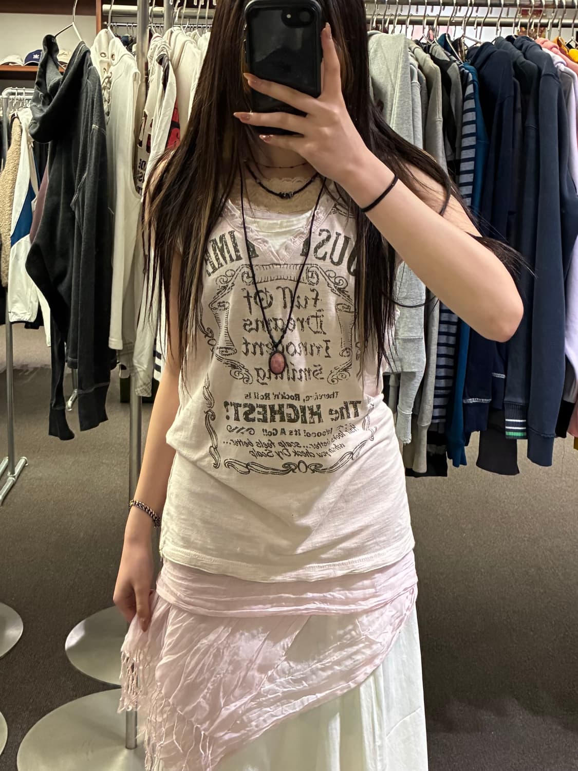 L)Japanese vintage 여성 프린팅 레이어드 나시 상품이미지1