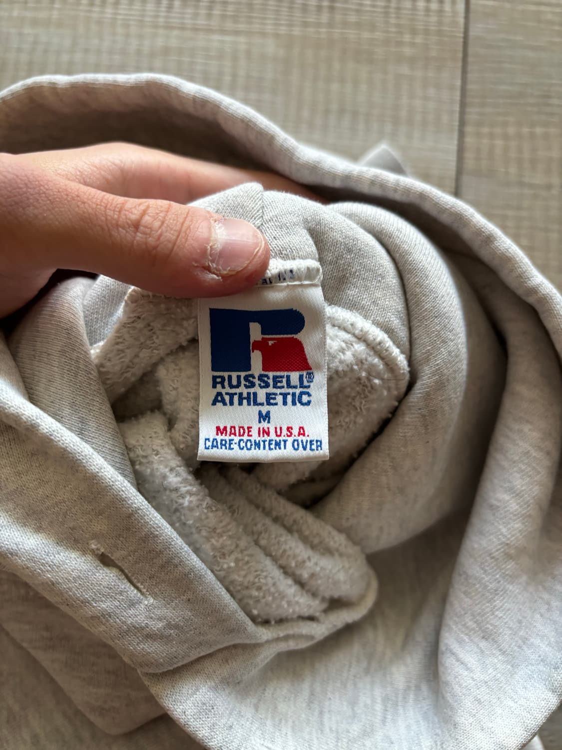 [M] 90s 러셀 후드티 스웻 블랭크 라이트 그레이 빈티지 상품이미지4