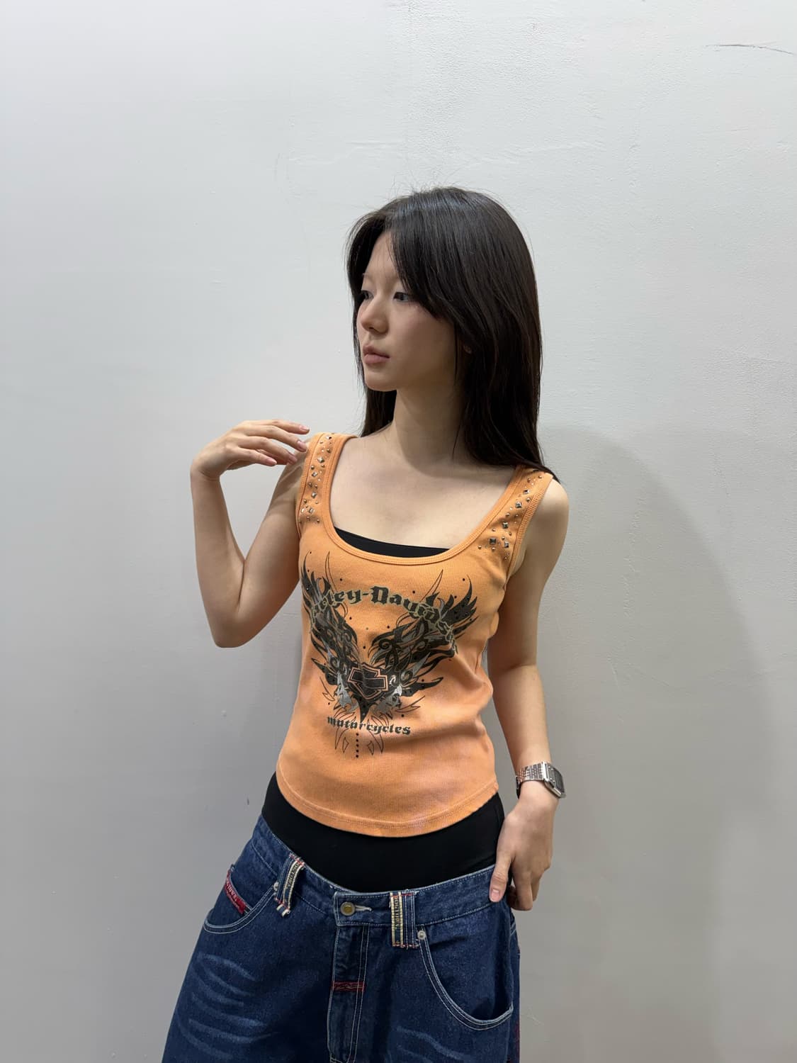 할리데이비슨 오렌지 코튼 슬리브리스 상품이미지1