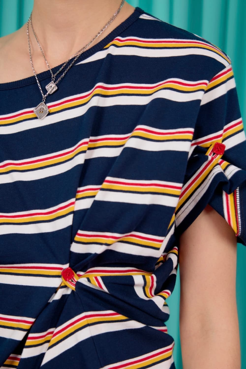 헤레틱 BUTTON T-SHIRT / stripe-navy 상품이미지6