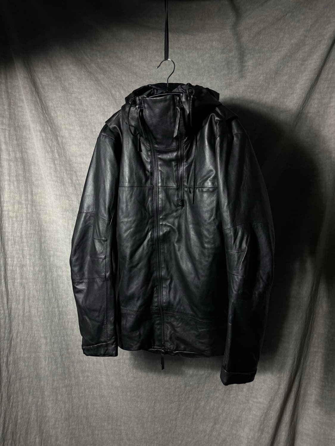 C DIEM Black Lamb Leather Hooded Jacket 상품이미지1