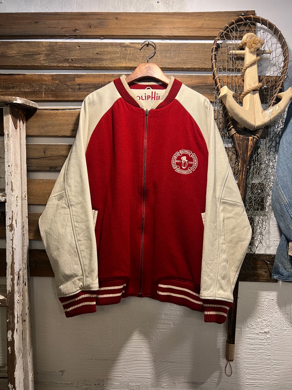 [2XL]90's USA 빈티지 OLIPHIL 유니버시티 레드 바시티자켓 상품이미지9