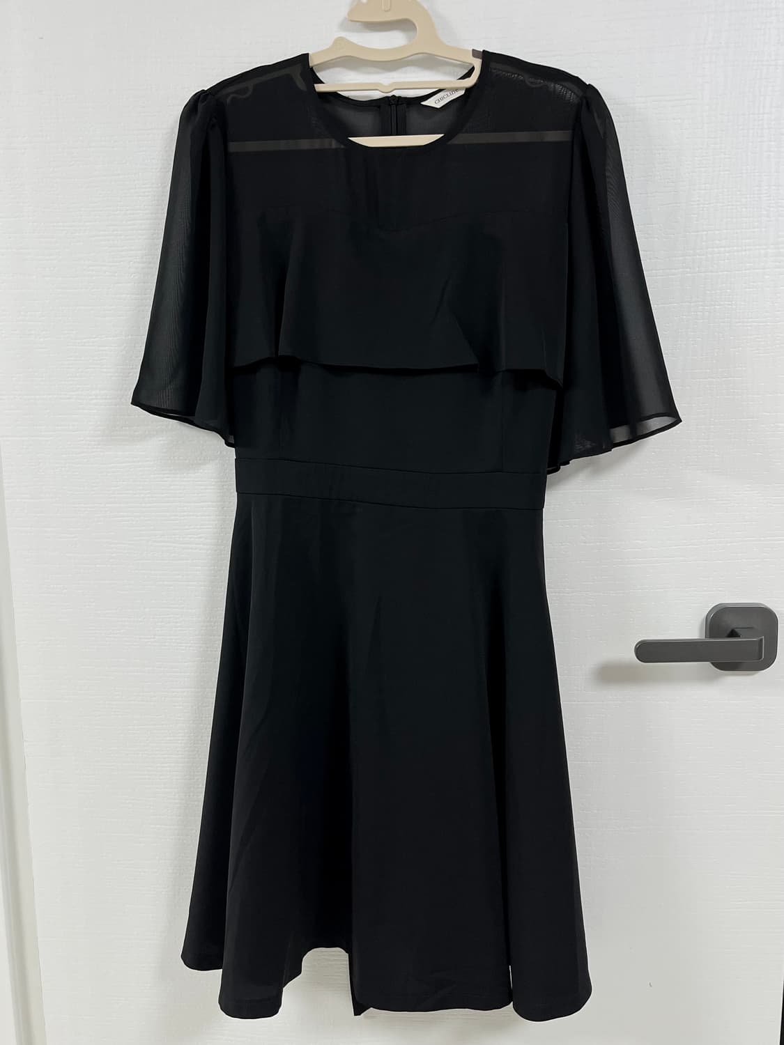 77-88 | 시크라인 블랙 쉬폰 시스루 플레어 원 상품이미지2