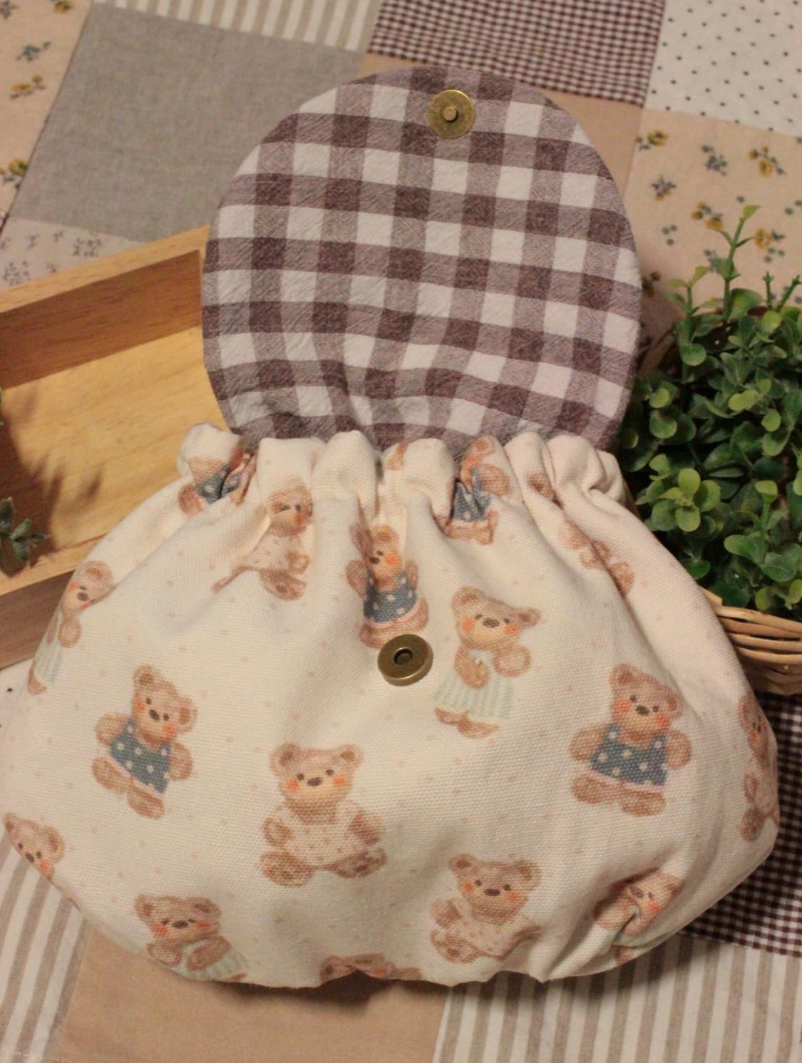 핸드메이드 곰무늬 밴딩 파우치 상품이미지6