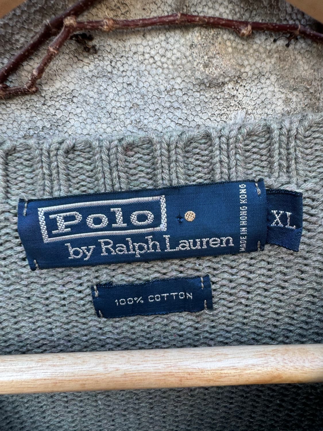 90s 폴로 랄프로렌 빈티지 코튼 투톤 니트 xl 상품이미지6