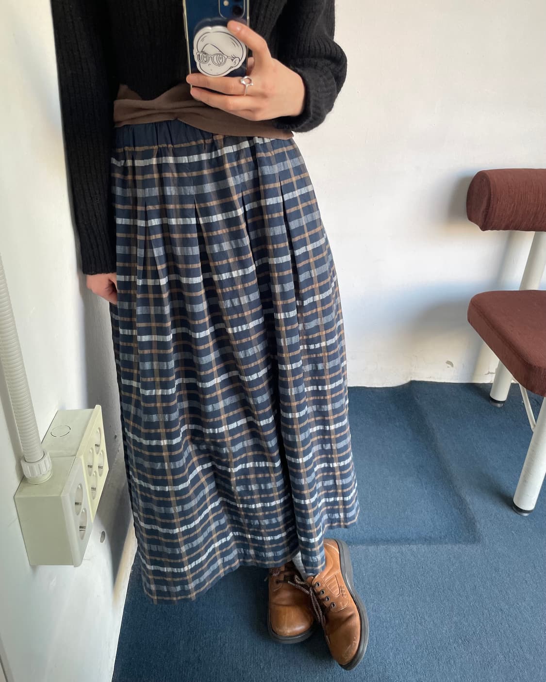 Banding check long skirt 상품이미지9