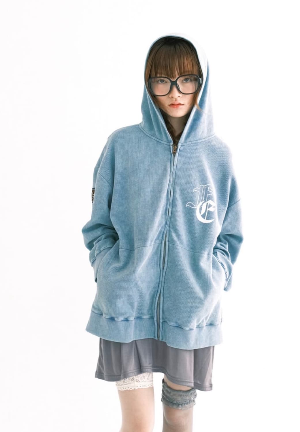 faerie color washing waffle zip-up 상품이미지2