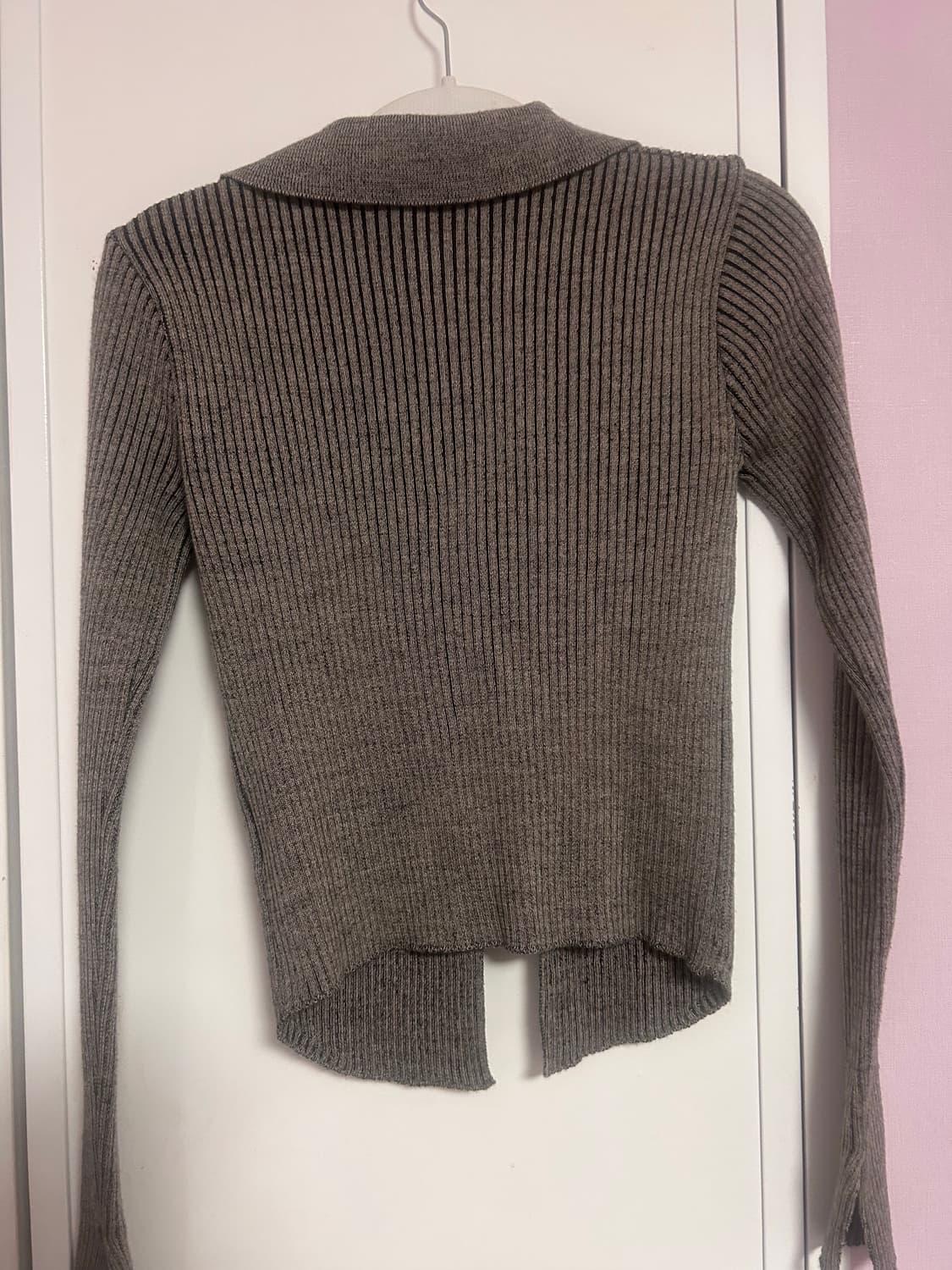 미스치프 니티트 투톤 집업 베이지 블랙 [small] 상품이미지2