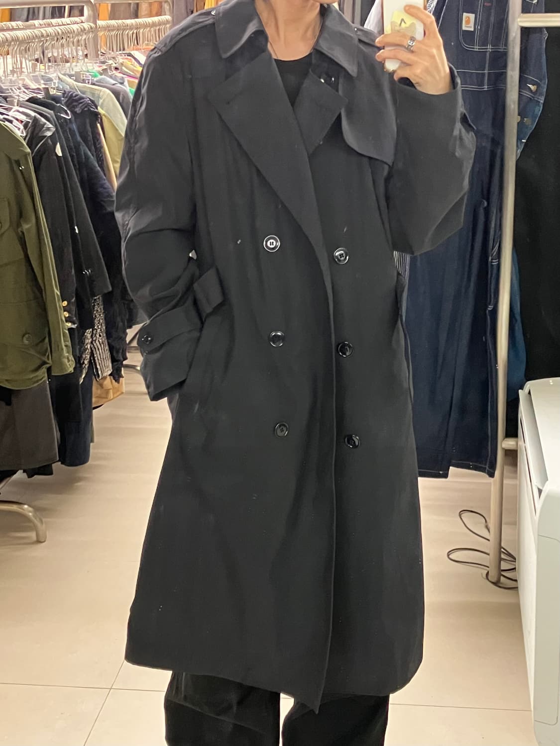 네이비 트렌치 군용코트 42L 상품이미지6