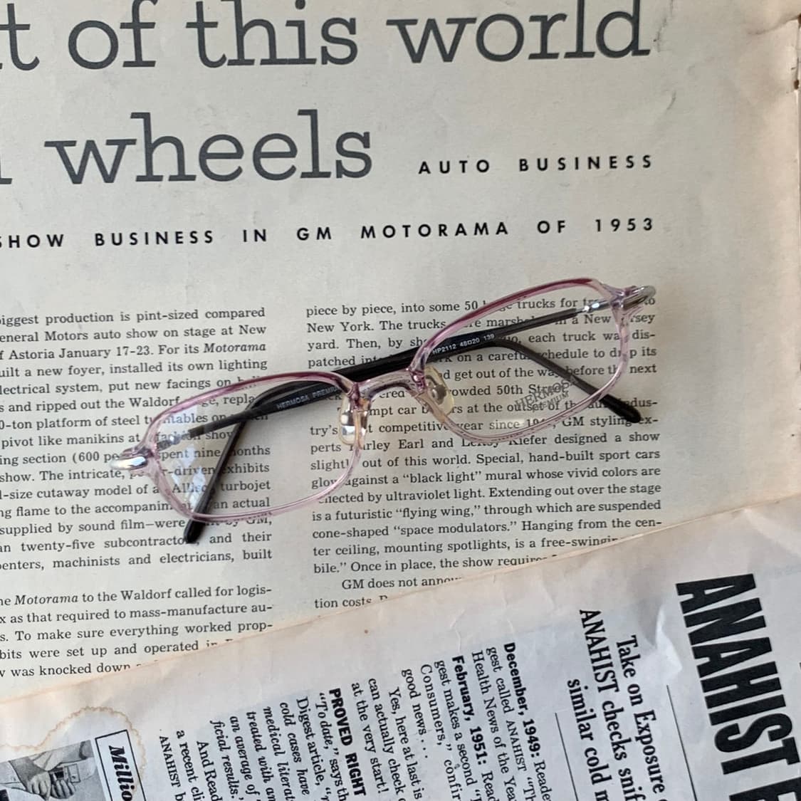 735 데드스탁 투톤 스퀘어 클리어 핑크 초경량 빈티지안경 상품이미지3