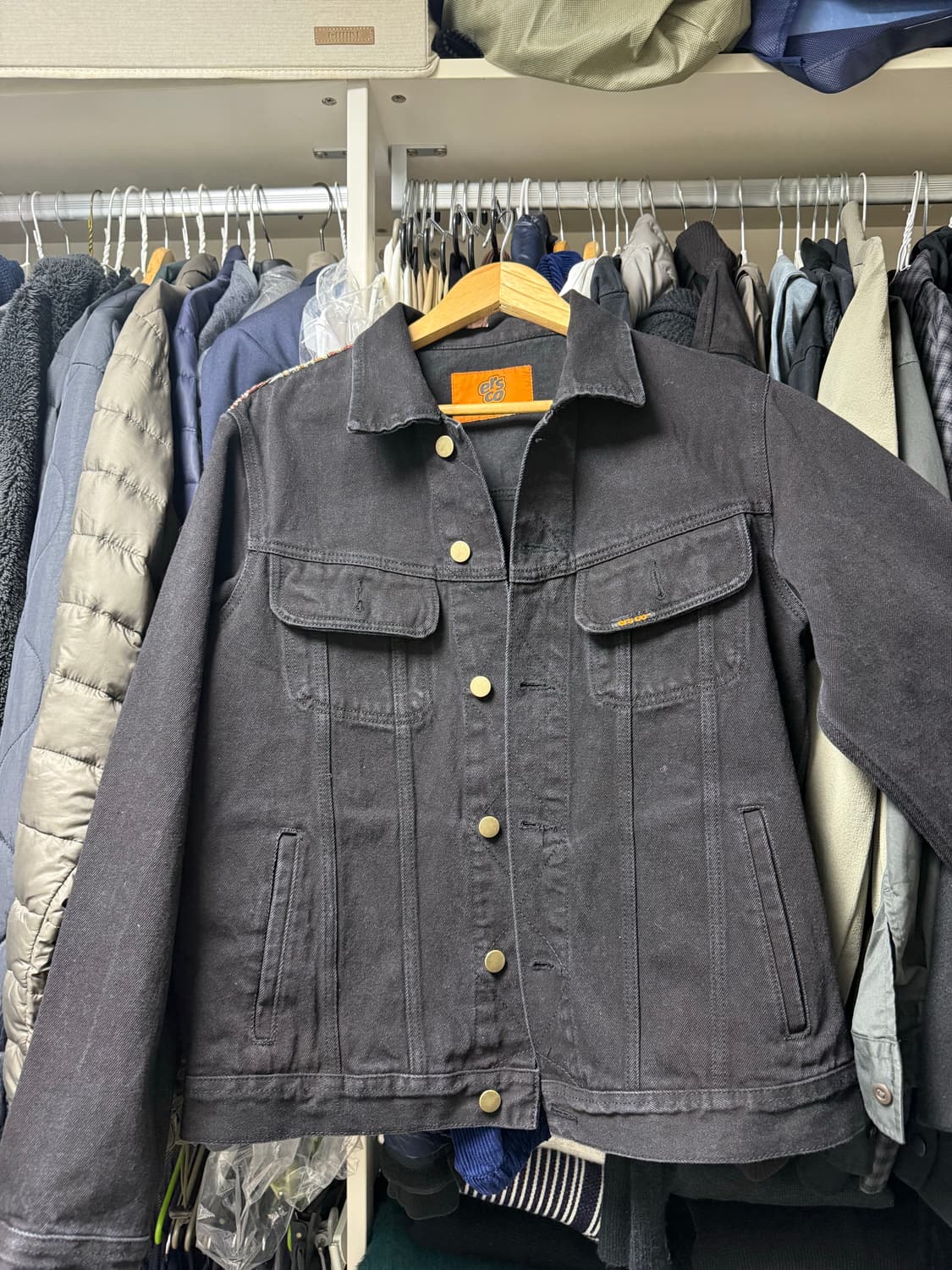 이알에스코 데님 트러커 자켓 블랙 (1 사이즈, L) 상품이미지1