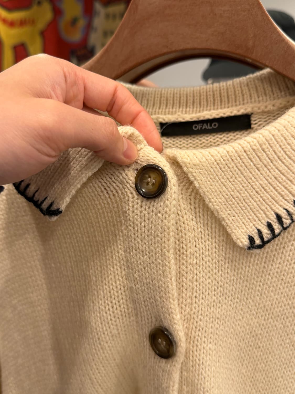 Vtg 빈티지 스티치 카라 가디건 상품이미지3