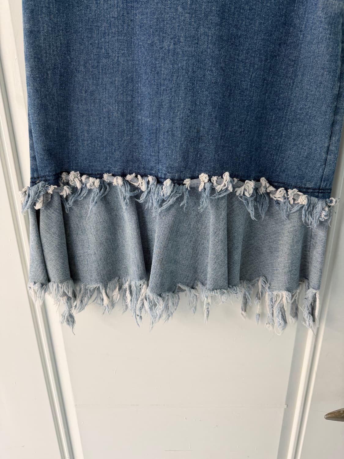 일본빈티지 프린지 데님 미디스커트 상품이미지5
