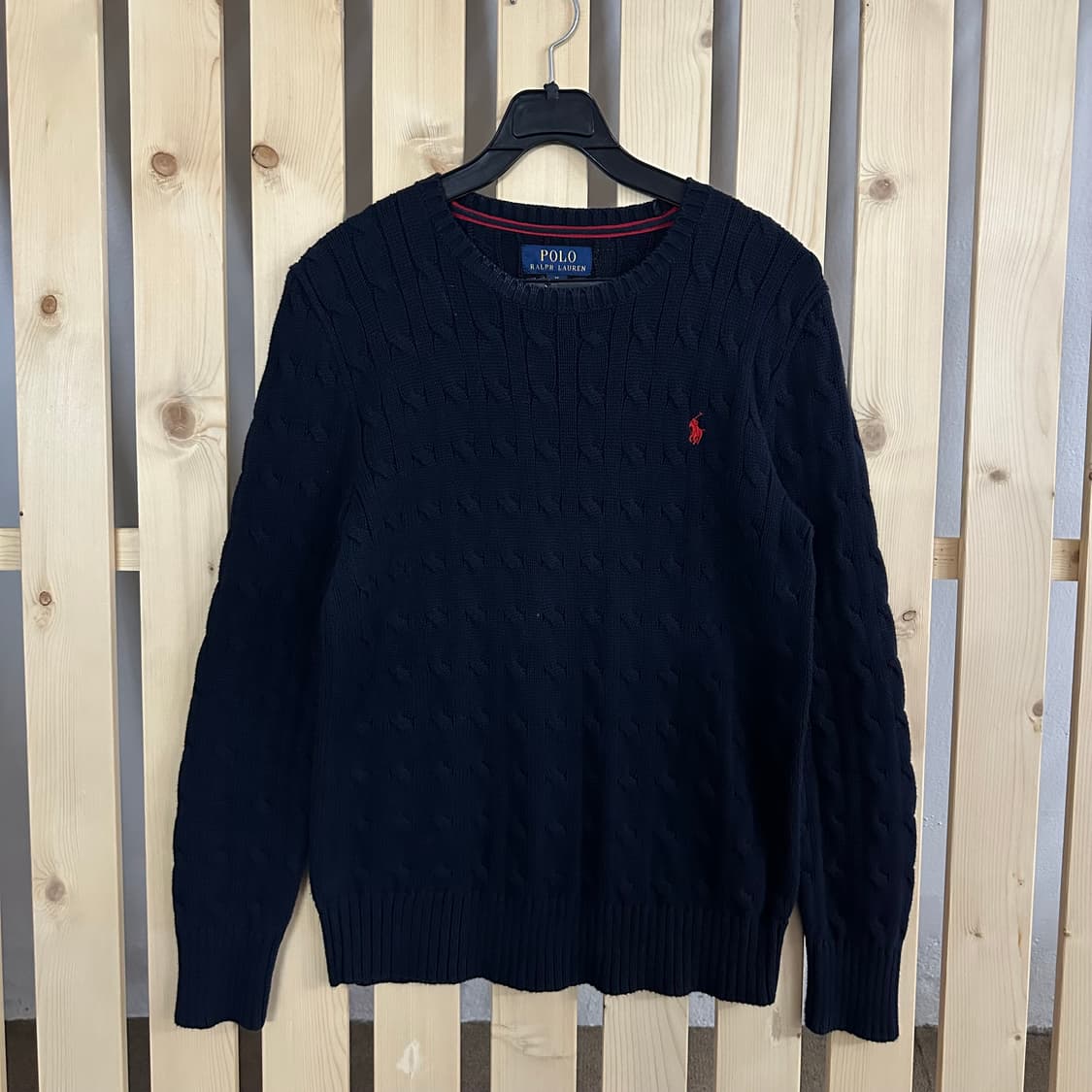 (S) 폴로 랄프로렌 라운드넥 네이비 케이블 니트 스웨터 상품이미지1