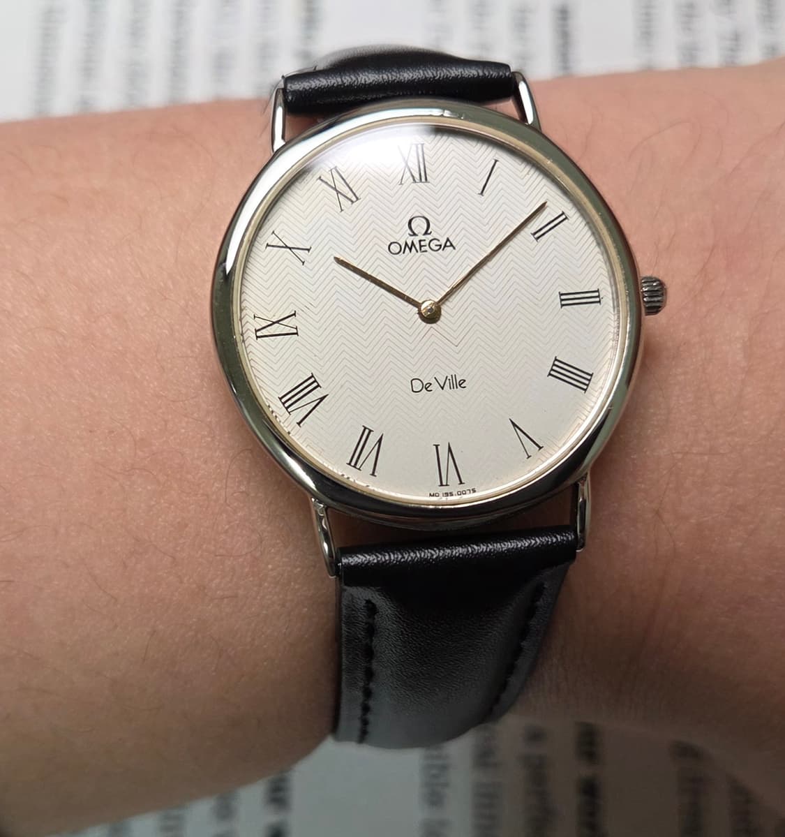 빈티지 오메가 드빌 화이트로만 격자다이얼 논데이트 슬림쿼츠 (일자형 러그 상품이미지3