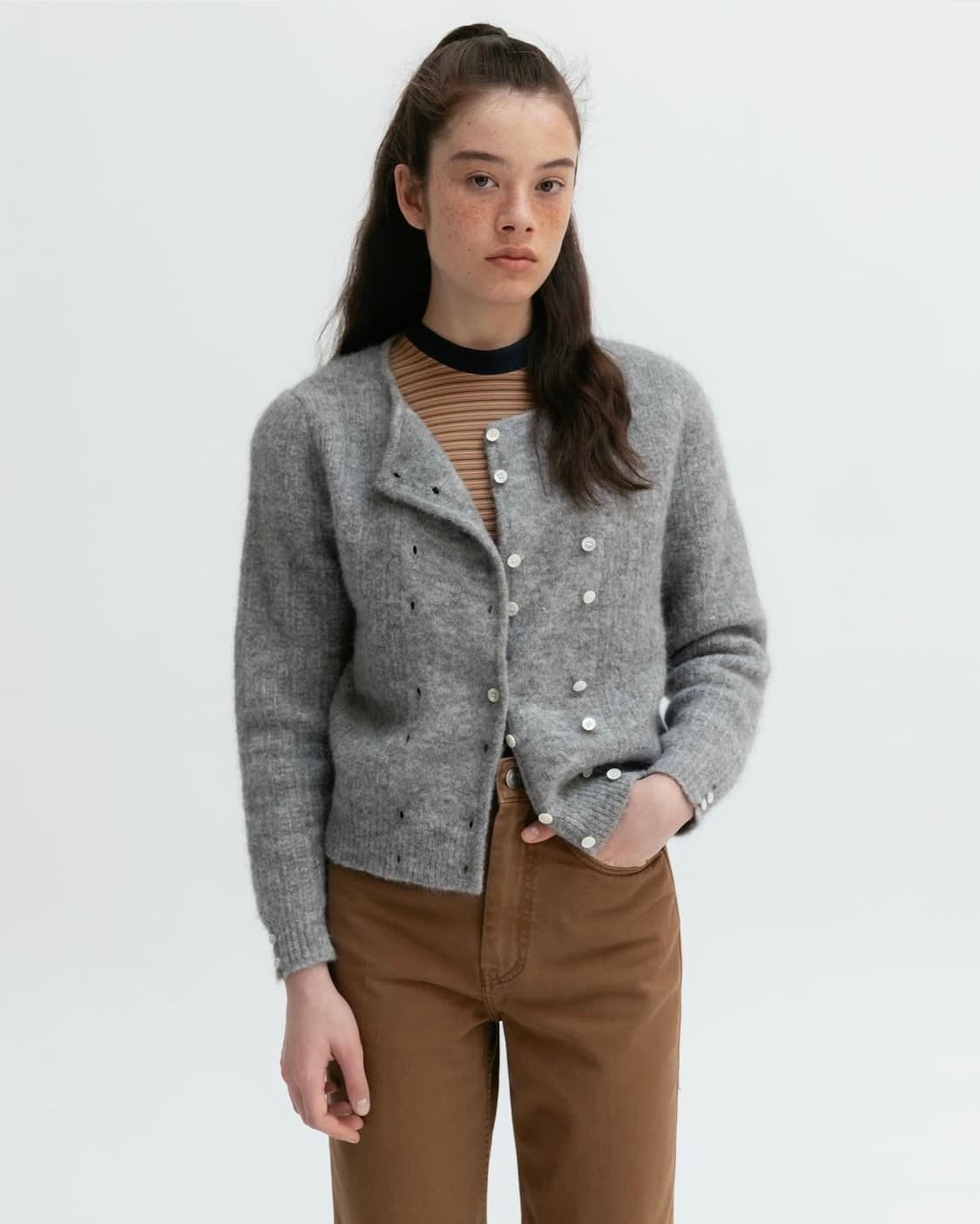 비아플레인 링커 가디건 그레이 M 상품이미지1