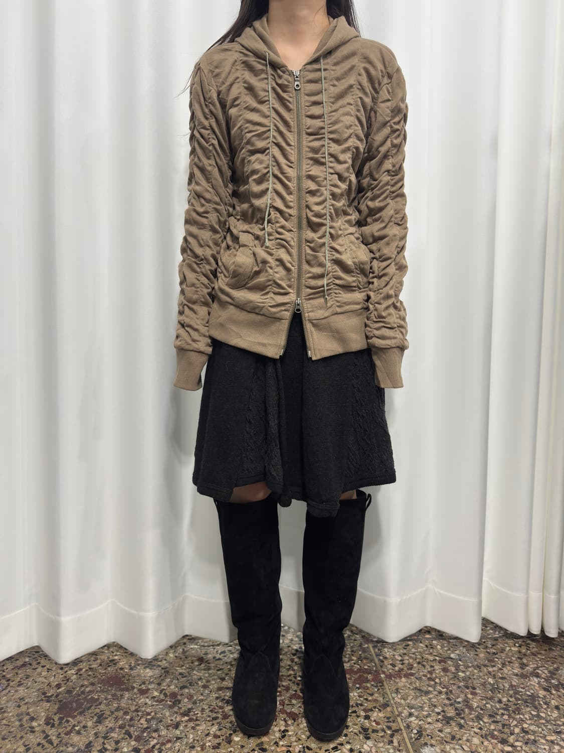 morgan homme shirring hood zipup 상품이미지2