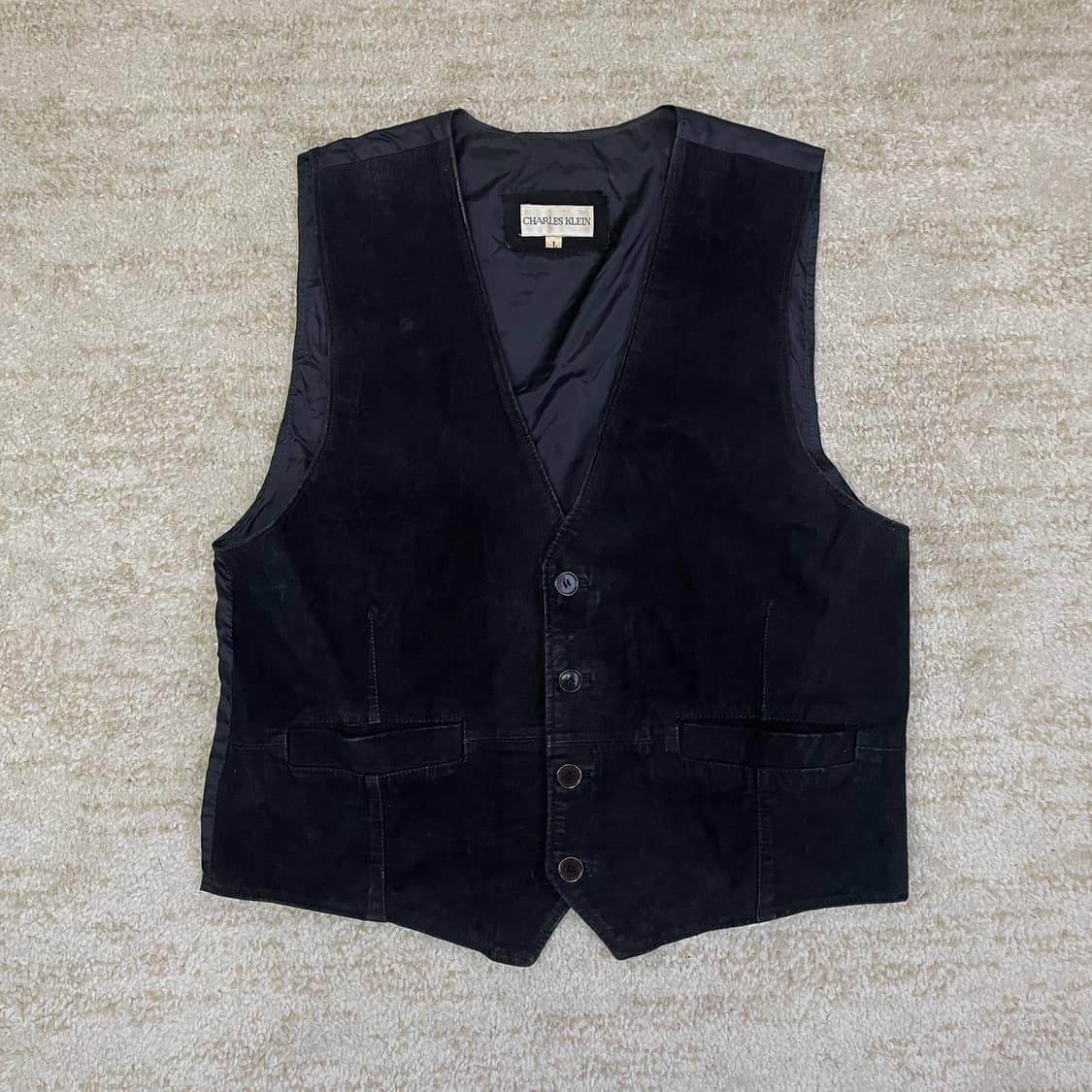 [L] 90s Charles Klein 소가죽 스웨이드 베스트 웨스턴 조 상품이미지1