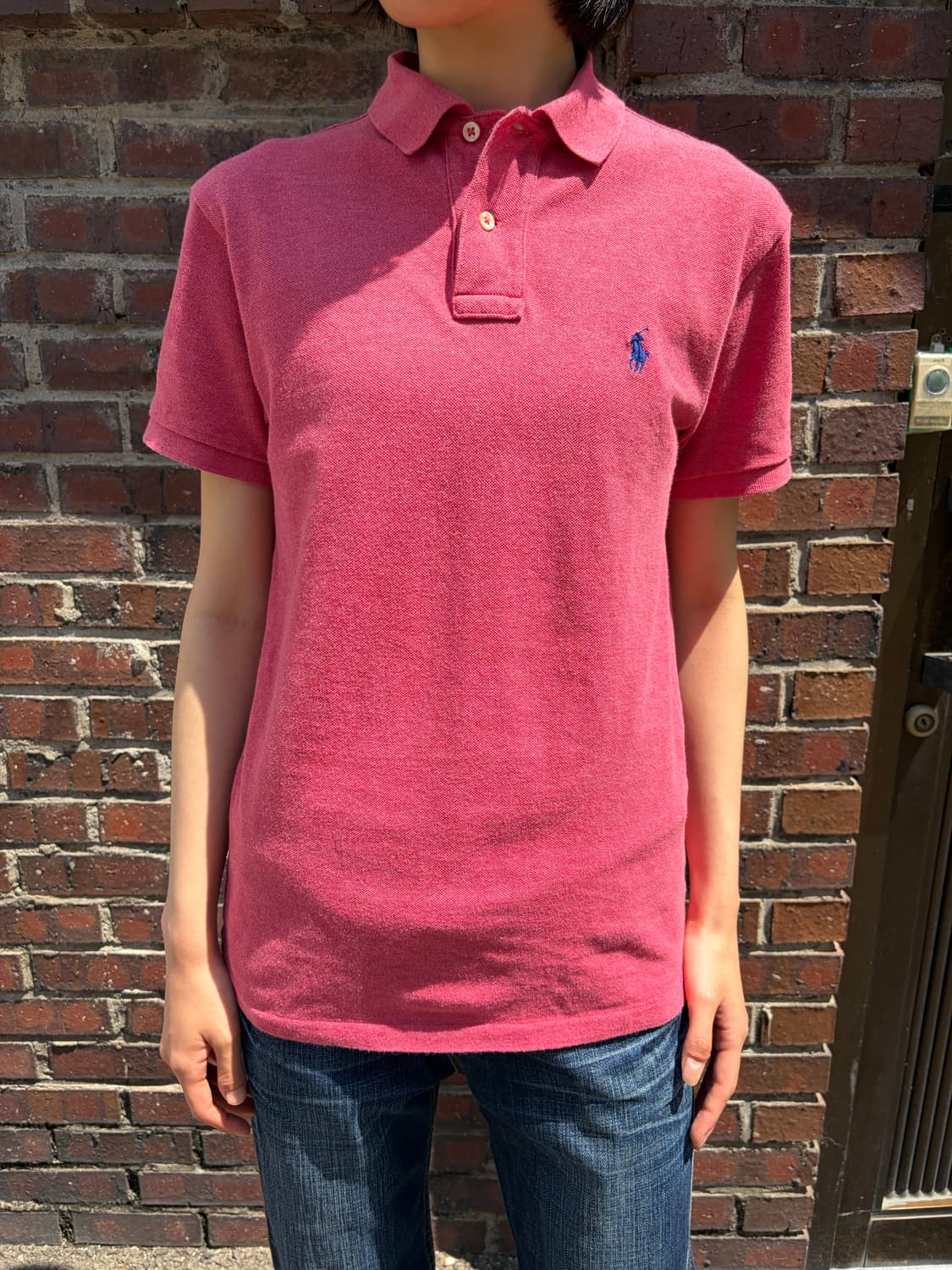 Polo Ralph Lauren 핑크 카라 반팔 티셔츠 S 상품이미지4