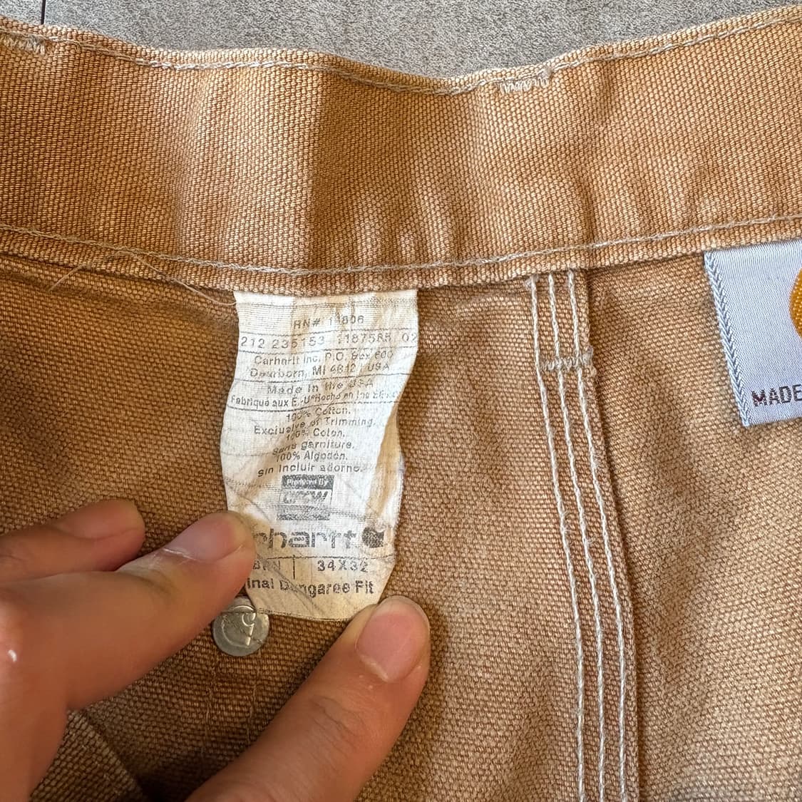 칼하트 미국 생산 브라운 더블니 팬츠 상품이미지5