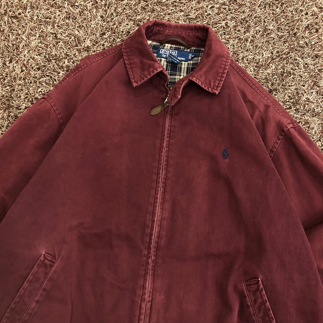 폴로 랄프로렌 버건디 해링턴 스윙톱 체크 라이닝 블루종 자켓 상품이미지2