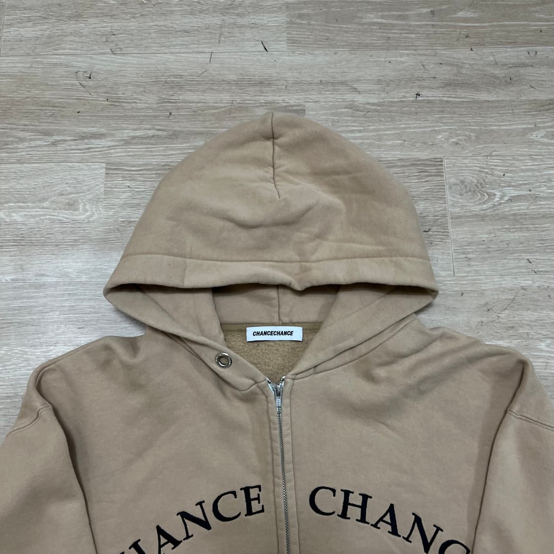 챈스챈스 아치로고 기모 후드 집업 [베이지] FREE 상품이미지2