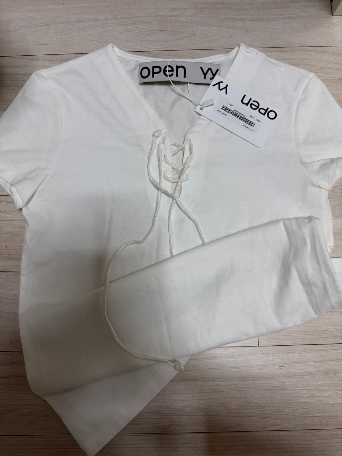 오픈와이와이 반팔 LACE-UP JERSEY TEE 화이트 상품이미지1