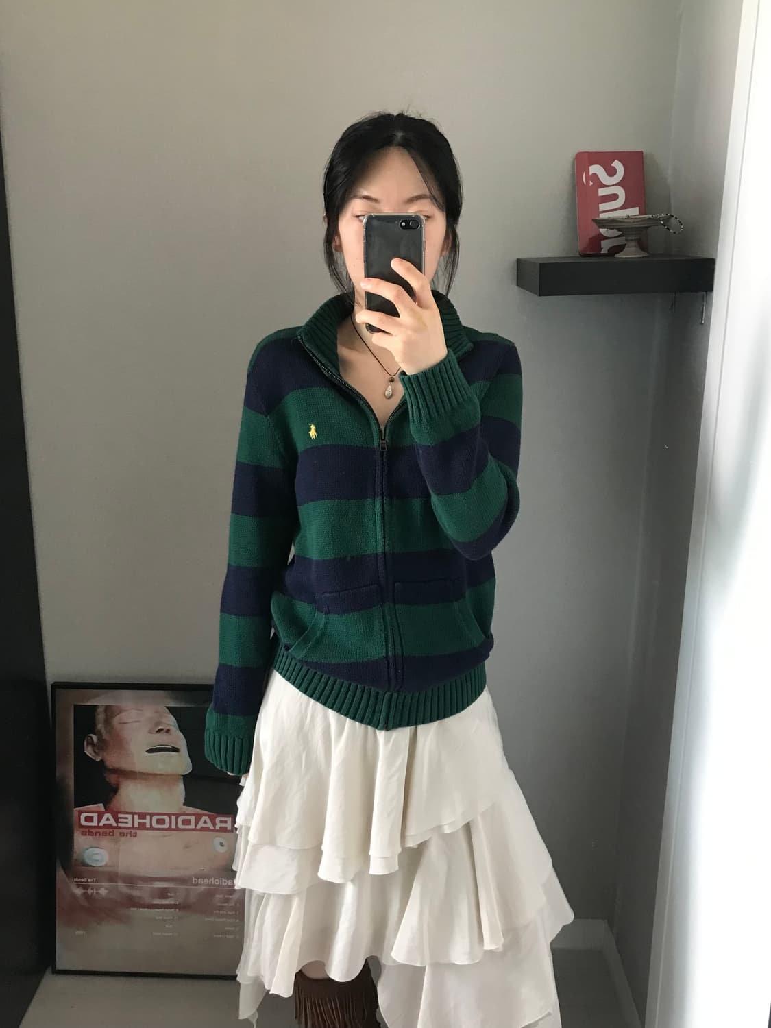 폴로 랄프로렌 포니로고 스트라이프 니트 집업 상품이미지1