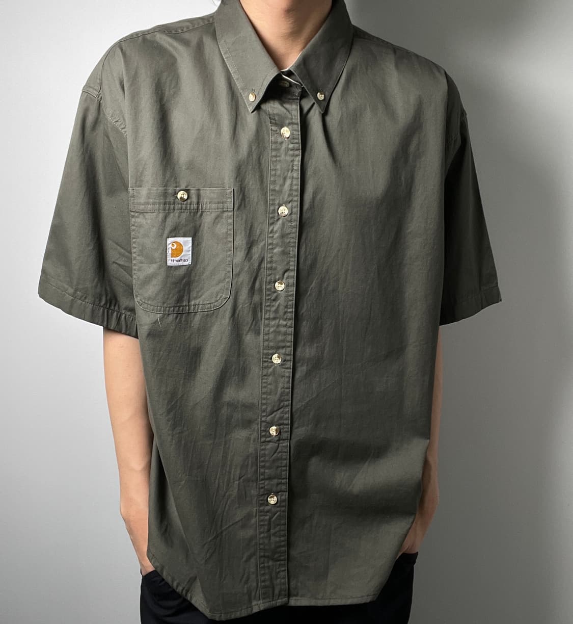 Carhartt 칼하트 카키 반팔 워크 셔츠 XL 상품이미지3