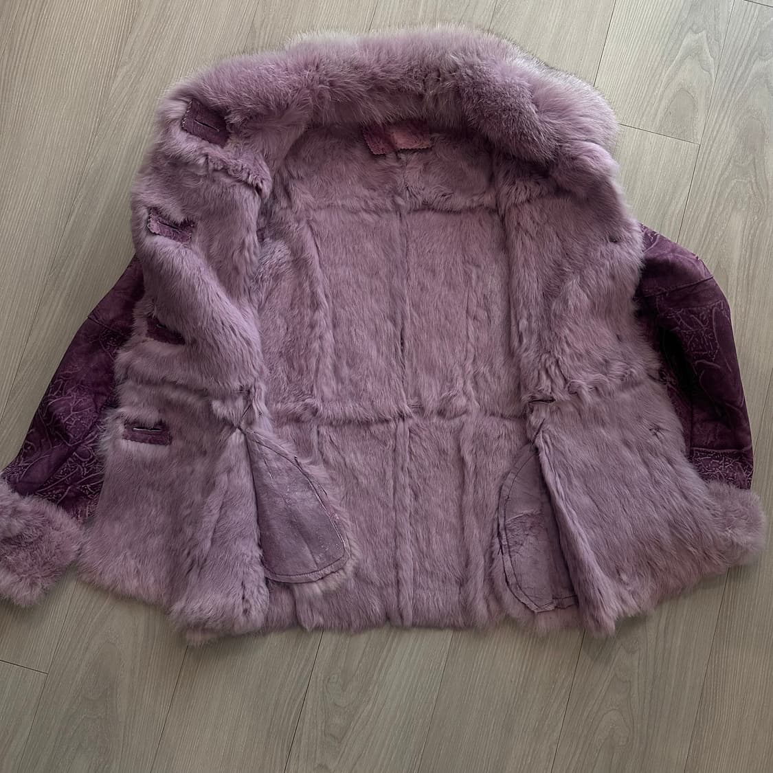 리얼가죽 퍼 트리밍 퍼플 자켓 상품이미지3
