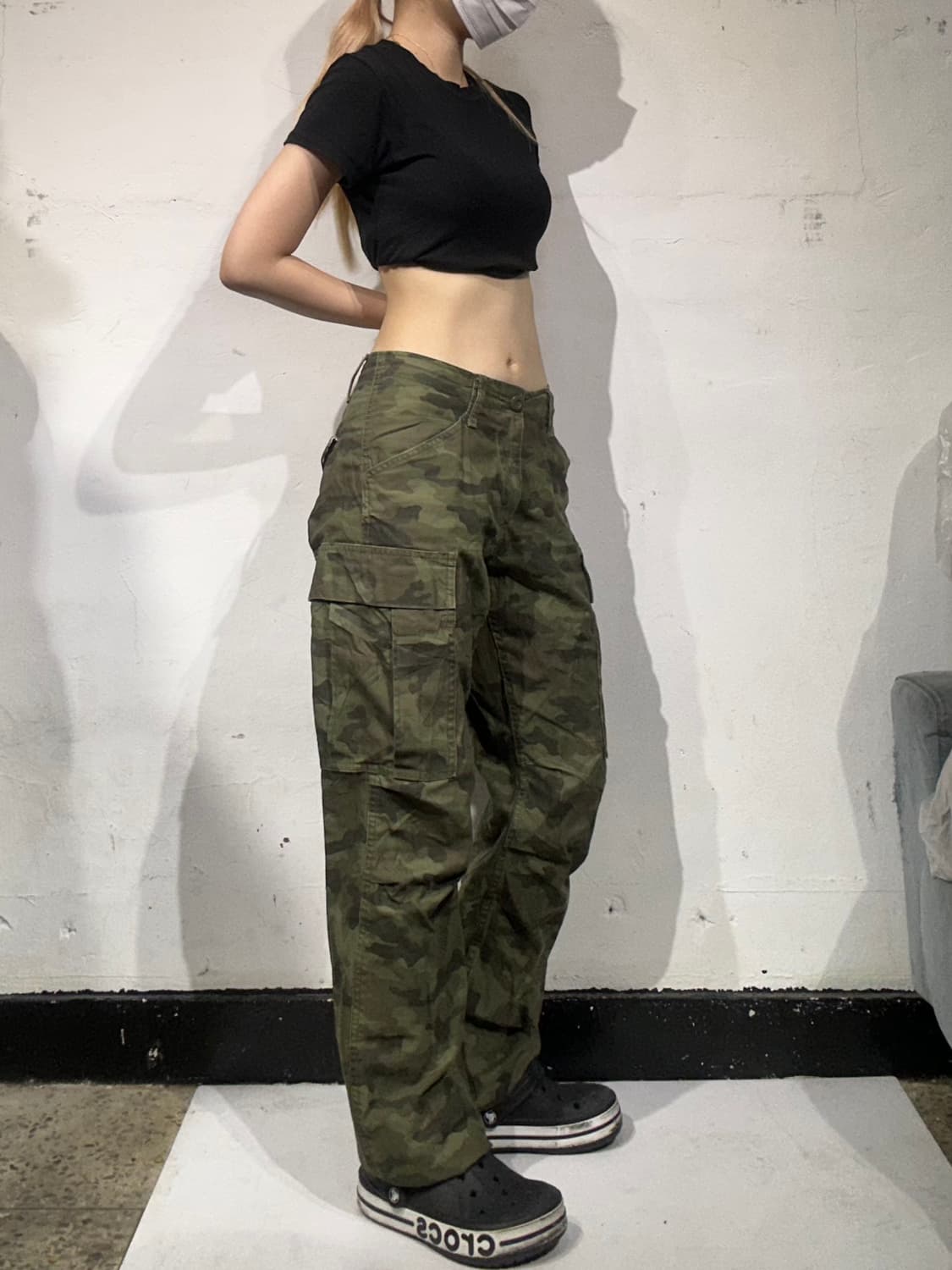 일본 빈티지 카키 카모 카고 팬츠 M 상품이미지1