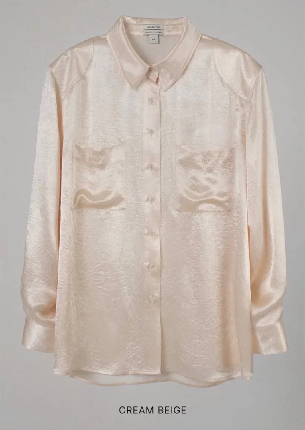 1번착용, 하자X)3.23하루세일! 오버듀플레어 새틴 라벨 오버핏 셔츠 상품이미지2