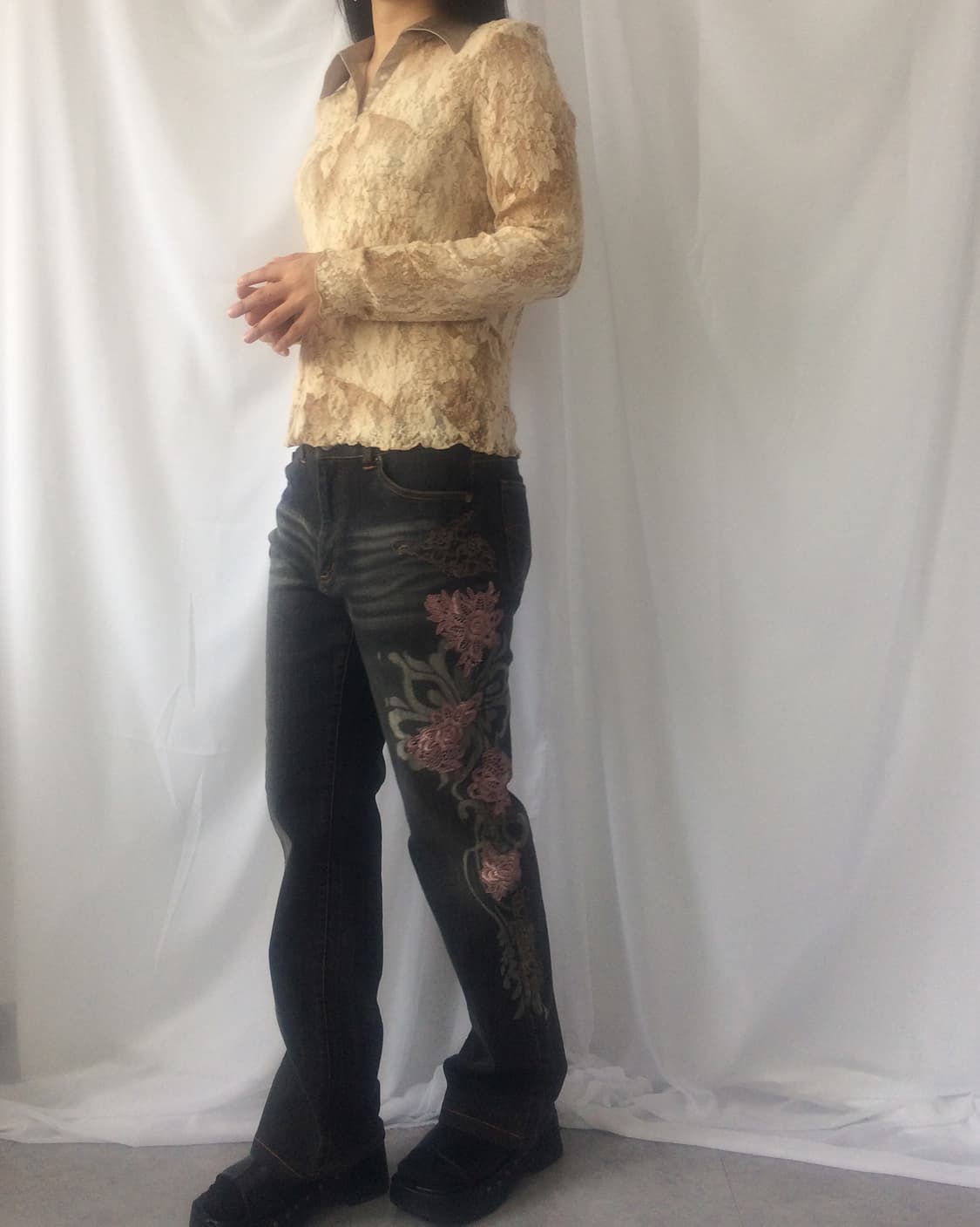 Oriental mood patch point denim pants 상품이미지5