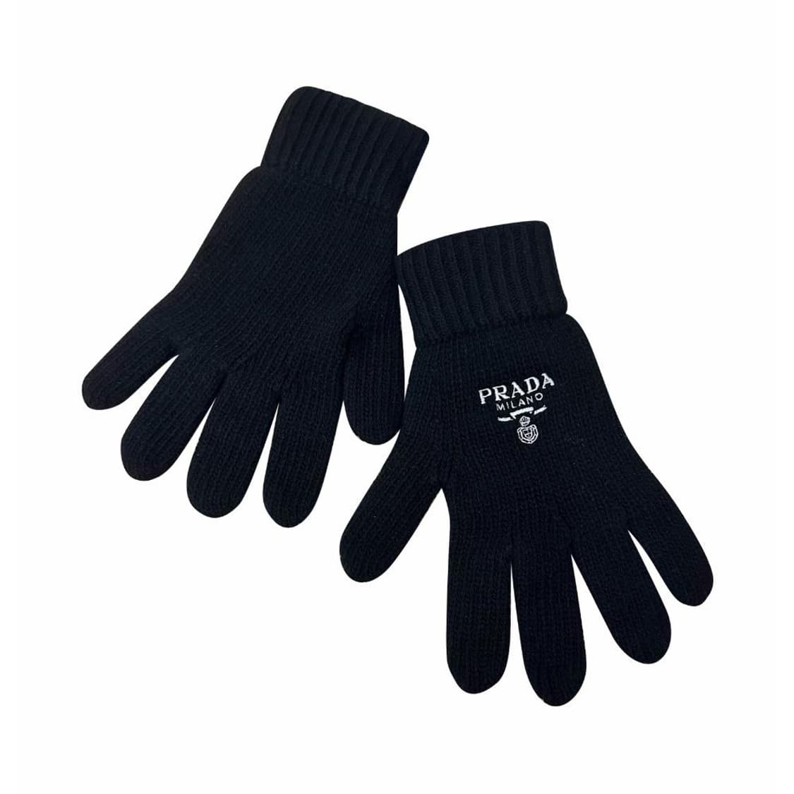 새상품 프라다 울 캐시미어 니트 장갑 블랙 자수 로고 상품이미지3