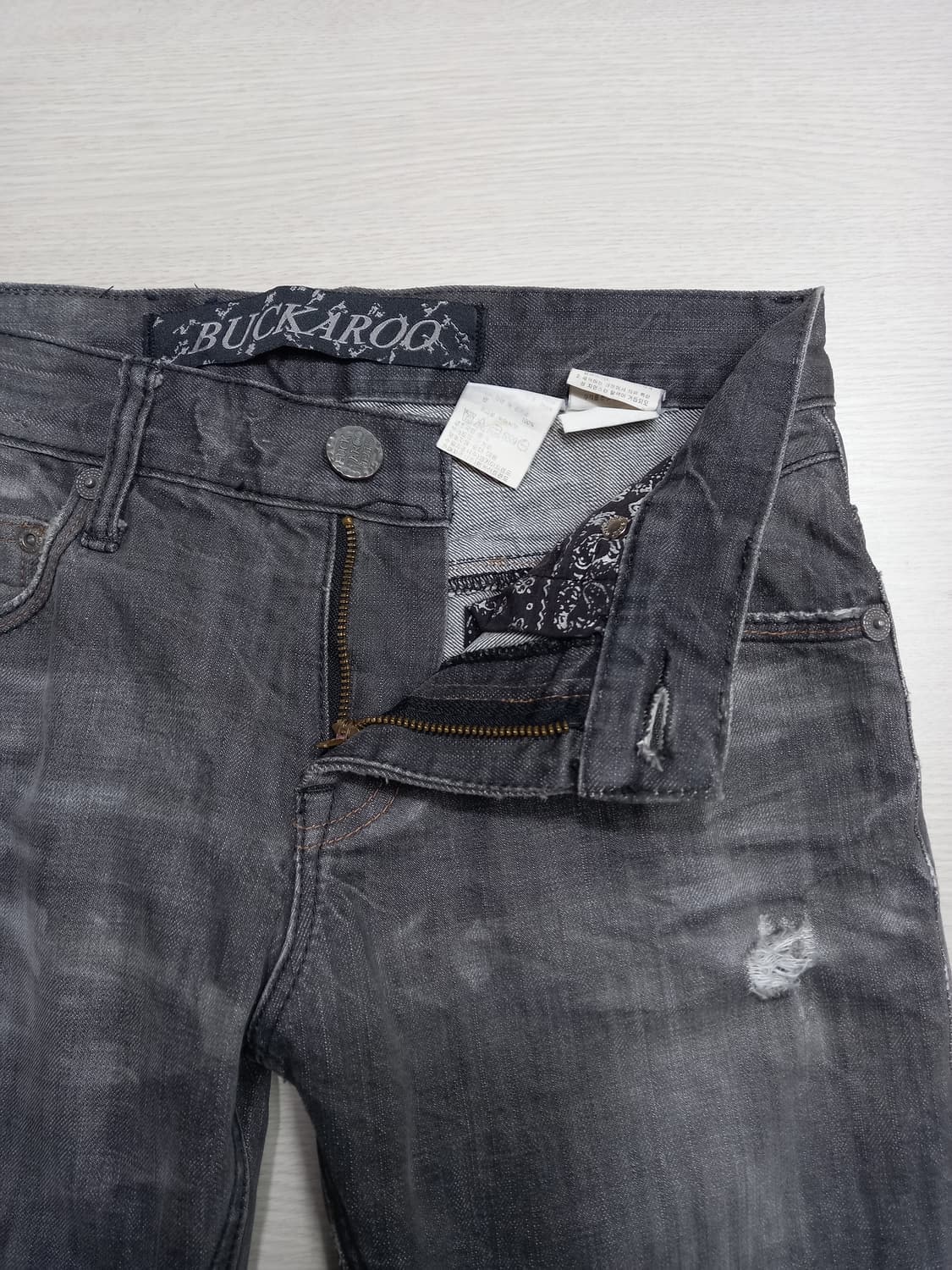 28 BUCKAROO 데미지워싱 일자진 다크그레이 28-914 상품이미지6