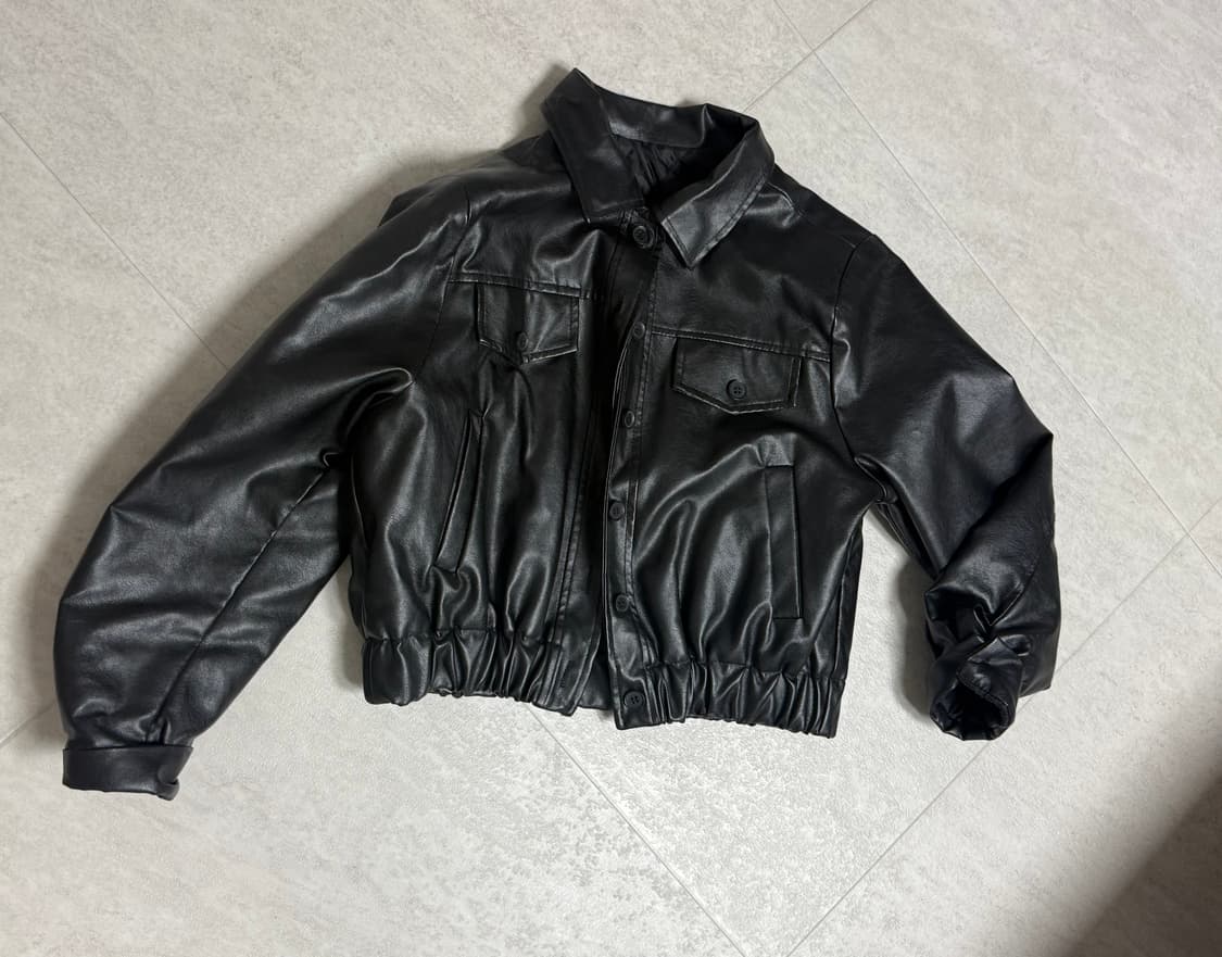 빈티지 누빔 크롭 레더 자켓 상품이미지1