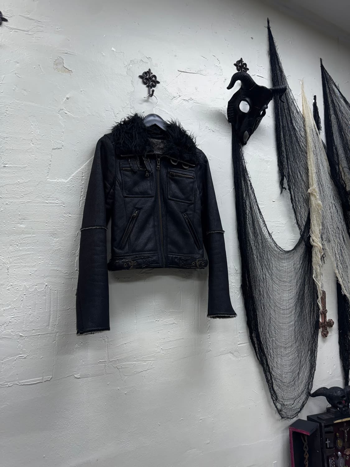 Unknown 00s vkei trimming crow fur jacke 상품이미지1