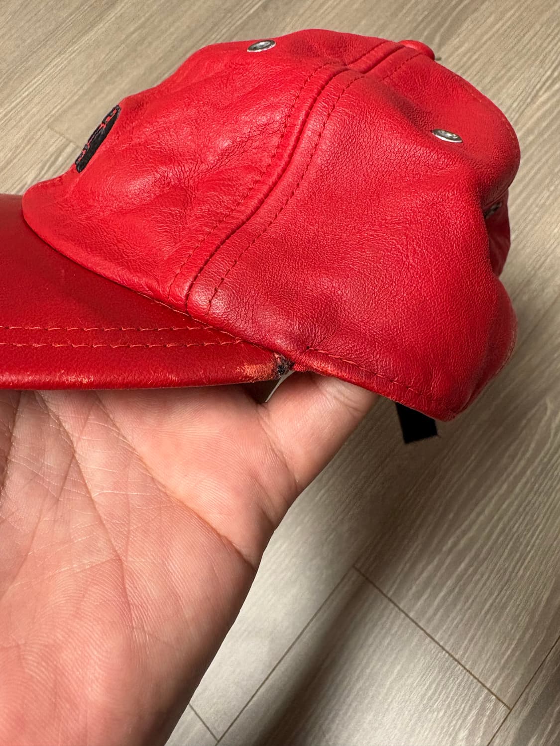 노스페이스 X 슈프림 가죽 볼캡 레드 상품이미지4