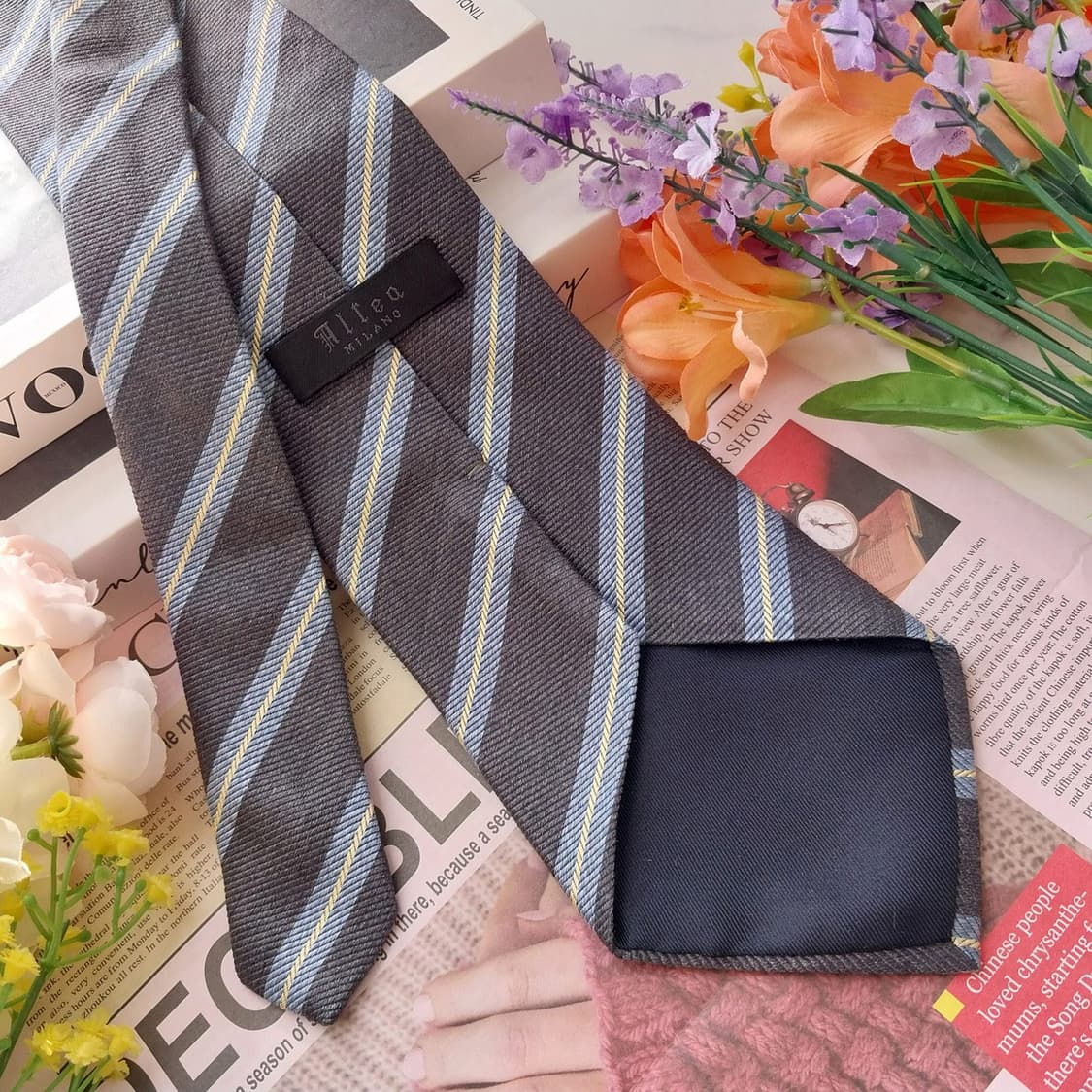 알테아 실크 그레이 스트라이프 넥타이 9.9cm A+등급 K1309
 상품이미지5