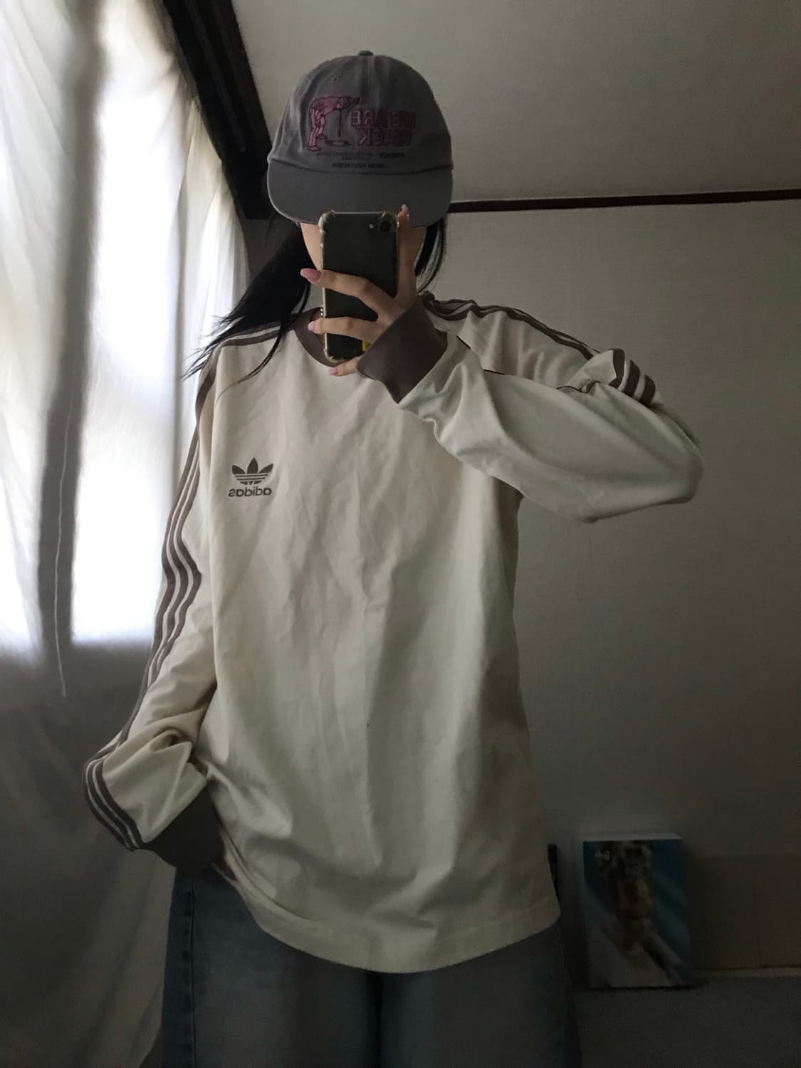 아디다스 크림브라운 삼선 롱슬리브 상품이미지3