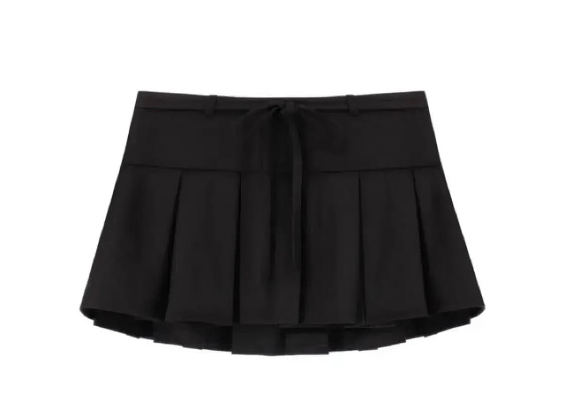 클리시어 허깅 리본 플리츠 스커트 블랙 s 상품이미지1