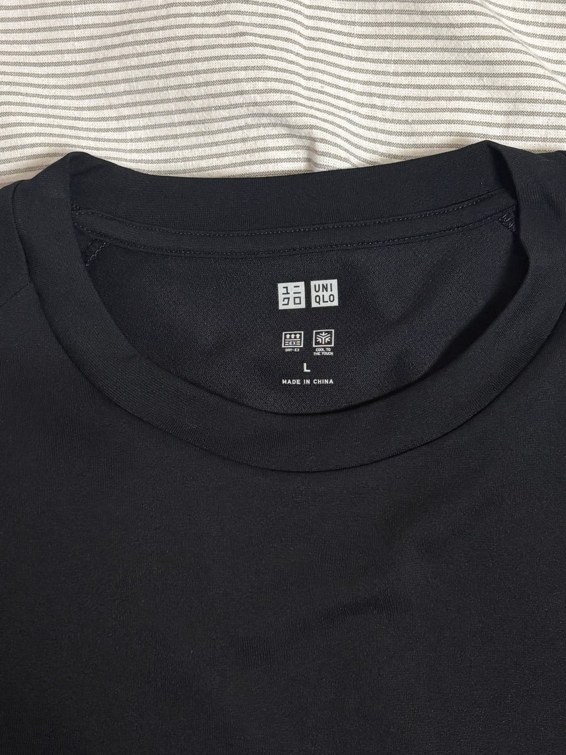 새상품) 유니클로 DRY-EX 티셔츠 L 블랙 1 상품이미지3