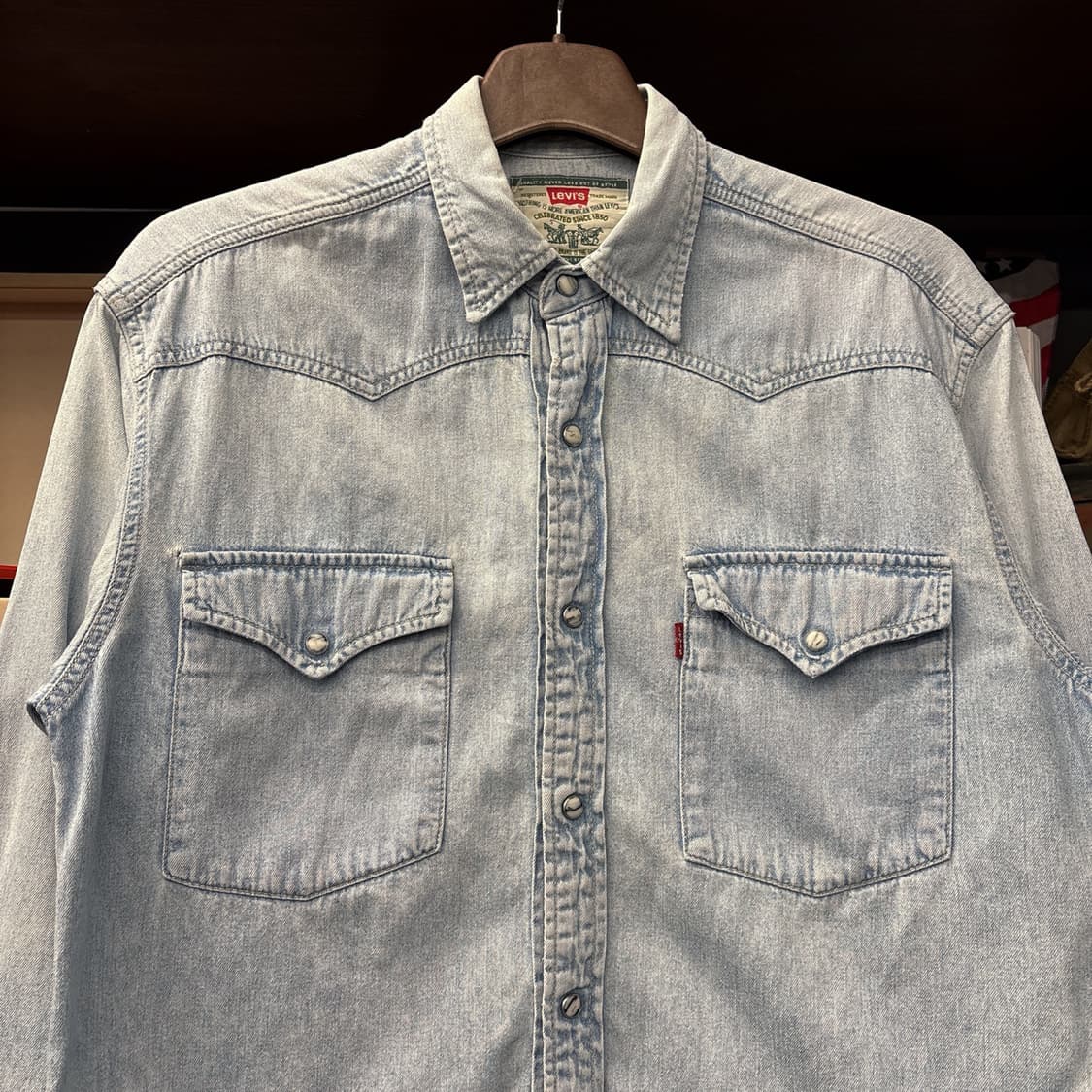 90s 리바이스 그린라벨 스톤스냅 웨스턴 데님셔츠 N1202 상품이미지3
