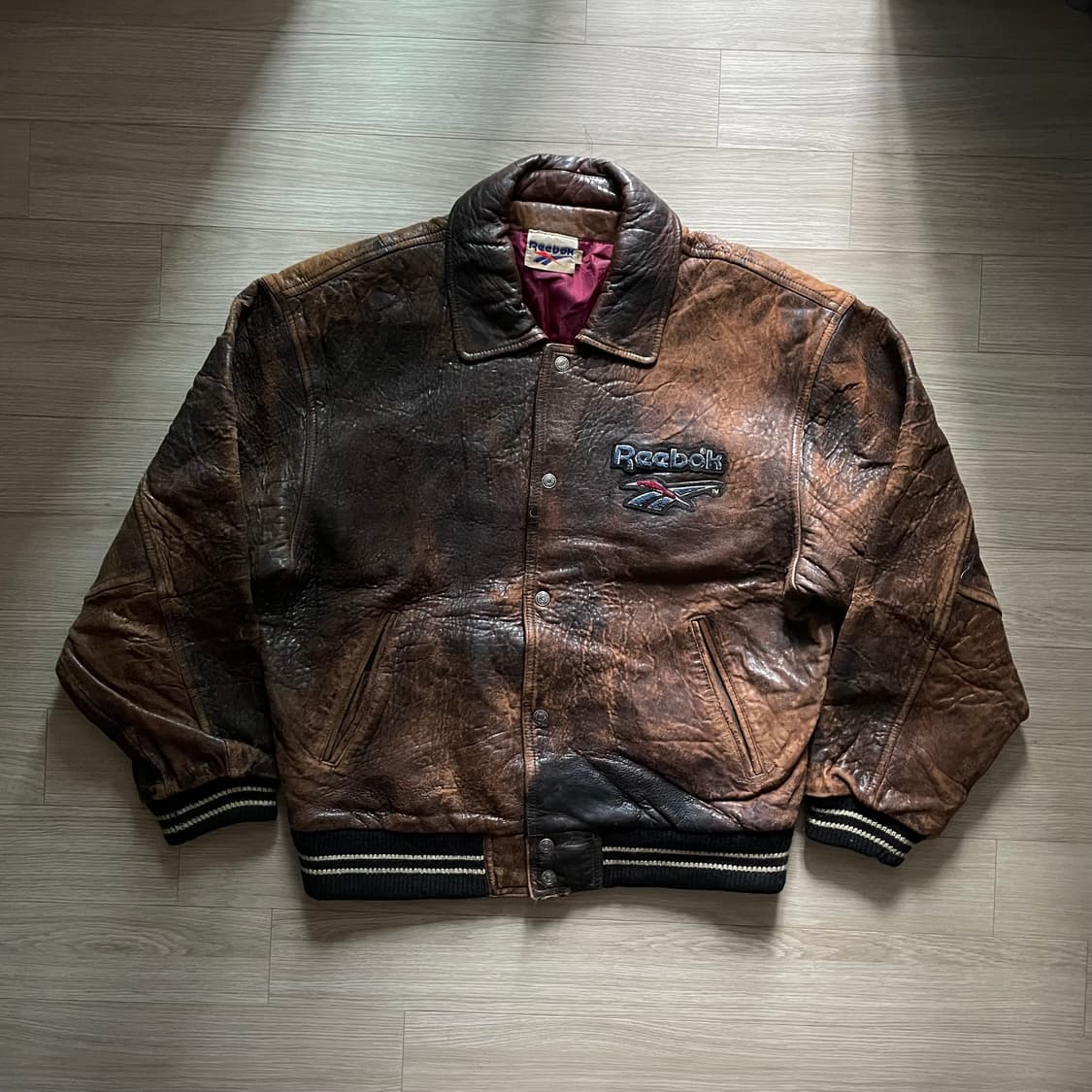 80s 90s 리복 올드스쿨 올 레더 바시티 자켓 상품이미지2