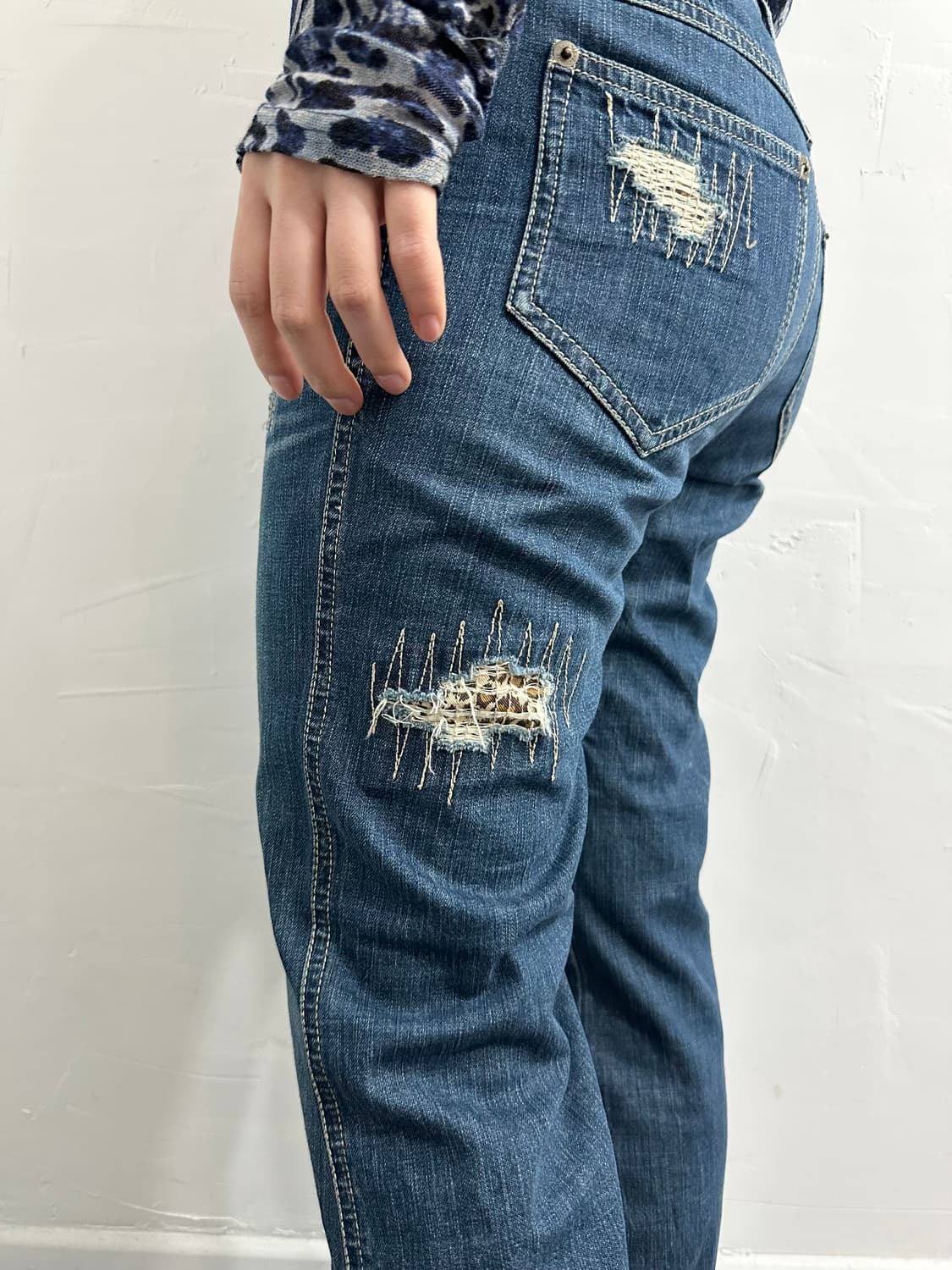 lounie leopard detail denim pants 상품이미지5