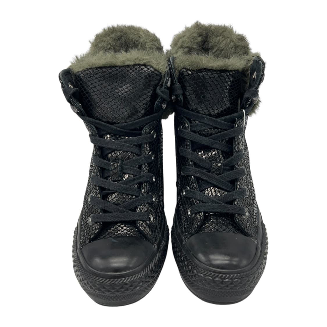 235 W 컨버스 척테일러 올스타 하이 플랫폼 +하이 블랙 스네이크스킨 상품이미지4