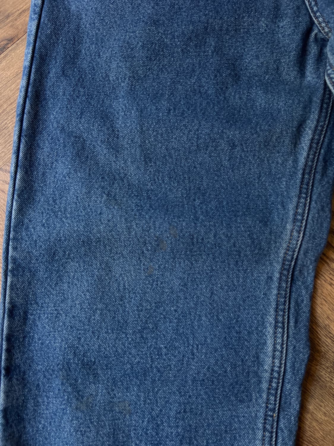 [34]칼하트 USA 체크 라이닝 미디엄블루 워크 데님 팬츠 상품이미지4